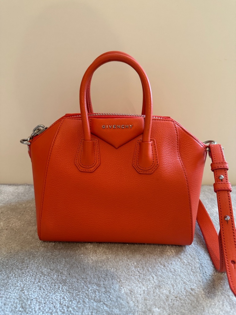 Givenchy Mini Satchel in Bright Orange Leather